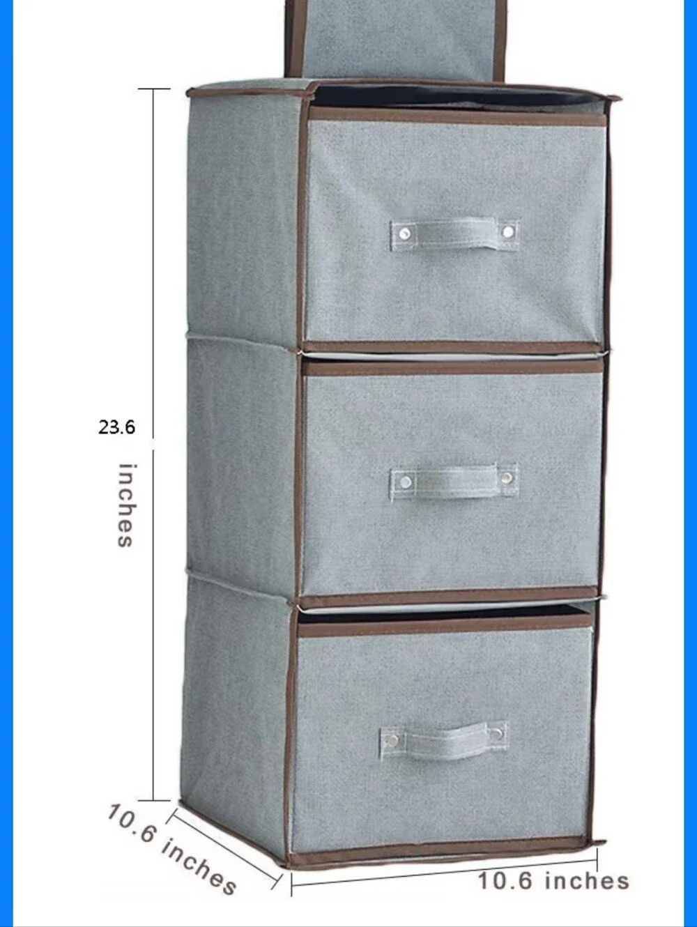 3-Tier Gray Fabric Drawer Storage Organizer - Home Storage Drawers